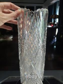RARE 14 Cylinder VASE American Brilliant Period Cut Glass Crystal THATCHER BROS