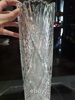 RARE 14 Cylinder VASE American Brilliant Period Cut Glass Crystal THATCHER BROS