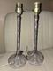 RARE 18 Art Deco French Crystal Cut Glass Candlestick Lamps Lavender Amethyst