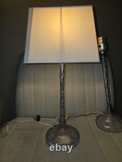 RARE 18 Art Deco French Crystal Cut Glass Candlestick Lamps Lavender Amethyst