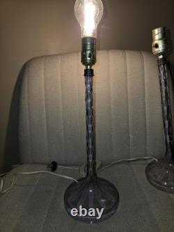 RARE 18 Art Deco French Crystal Cut Glass Candlestick Lamps Lavender Amethyst