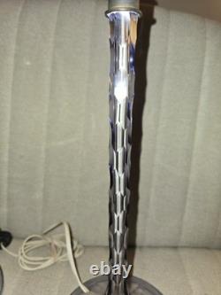 RARE 18 Art Deco French Crystal Cut Glass Candlestick Lamps Lavender Amethyst