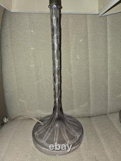 RARE 18 Art Deco French Crystal Cut Glass Candlestick Lamps Lavender Amethyst