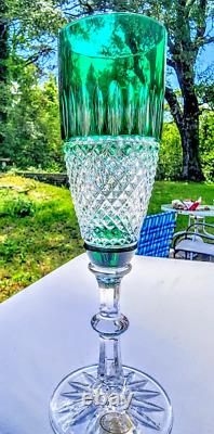 RARE Ajka Hungarian Crystal Cut to Clear Colorful Champagne Flute Glasses 4pc