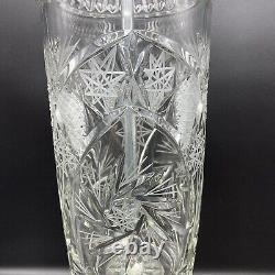 RARE American Brilliant Period Cut Glass Crystal Hobstar Pineapple Table Lamp