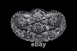 RARE Antique Hawkes American Brilliant Cut Glass Crystal Low Bowl