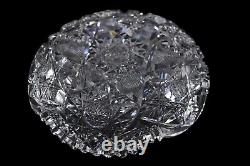 RARE Antique Hawkes American Brilliant Cut Glass Crystal Low Bowl