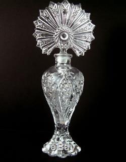 RARE Antique Leaded Glass Crystal Perfume Bottles Czech Cut Flacon Stopper Deco