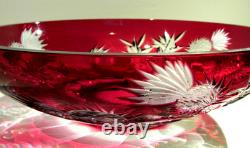 RARE CAESAR CRYSTAL THISTLE SVARC Large Red Bowl Hand Cut to Clear Czech