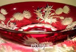 RARE CAESAR CRYSTAL THISTLE SVARC Large Red Bowl Hand Cut to Clear Czech