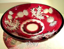 RARE CAESAR CRYSTAL THISTLE SVARC Large Red Bowl Hand Cut to Clear Czech