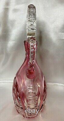 RARE Cranberry Ruby Red Cut to Clear Etched Instalgia Roses Crystal Decanter