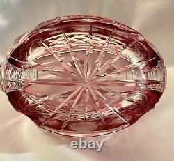 RARE Cranberry Ruby Red Cut to Clear Etched Instalgia Roses Crystal Decanter