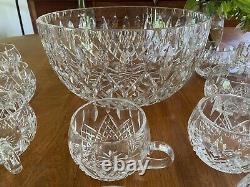 RARE Custom Cut Crystal Waterford Design Punch Bowl and 22 cups! (Germany)