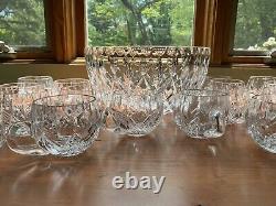 RARE Custom Cut Crystal Waterford Design Punch Bowl and 22 cups! (Germany)