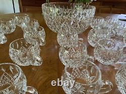 RARE Custom Cut Crystal Waterford Design Punch Bowl and 22 cups! (Germany)
