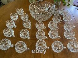 RARE Custom Cut Crystal Waterford Design Punch Bowl and 22 cups! (Germany)