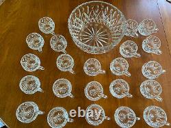 RARE Custom Cut Crystal Waterford Design Punch Bowl and 22 cups! (Germany)