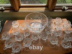 RARE Custom Cut Crystal Waterford Design Punch Bowl and 22 cups! (Germany)