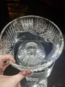 RARE Footed Pedestal Ferner bowl planter, American Brilliant Cut Glass Crystal
