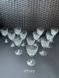 RARE Magnificent Set of 12 MCM Cut Crystal Liquor Cocktail Glasses 4 1/2 in MINT