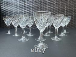 RARE Magnificent Set of 12 MCM Cut Crystal Liquor Cocktail Glasses 4 1/2 in MINT