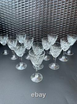 RARE Magnificent Set of 12 MCM Cut Crystal Liquor Cocktail Glasses 4 1/2 in MINT