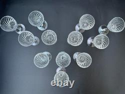 RARE Magnificent Set of 12 MCM Cut Crystal Liquor Cocktail Glasses 4 1/2 in MINT