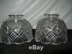 RARE PAIRAntique ABP Brilliant Cut Crystal GlassLamp Light SHADE2 1/4 Fitter