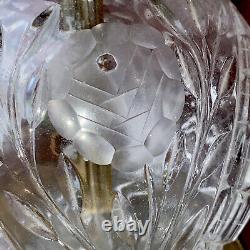 RARE PAIR Vintage Crystal Cut Glass Table Lamps French Victorian Deco Brass 34