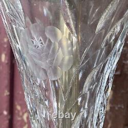 RARE PAIR Vintage Crystal Cut Glass Table Lamps French Victorian Deco Brass 34