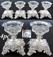 RARE Set of 4 Antique French Sterling Silver & Cut Glass or Crystal Open Salts