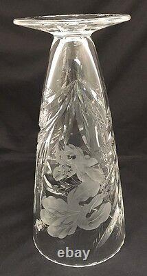 RARE! Stunning HAWKES Crystal Footed Vase, Satin Iris Pattern, 8 7/8 Tall