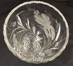 RARE! Stunning HAWKES Crystal Footed Vase, Satin Iris Pattern, 8 7/8 Tall