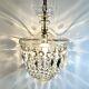 RARE Vtg Cut Crystal Prism Chandelier Art Deco Clear Glass Light Fixture Czech
