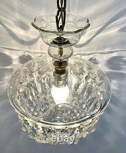 RARE Vtg Cut Crystal Prism Chandelier Art Deco Clear Glass Light Fixture Czech