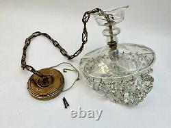 RARE Vtg Cut Crystal Prism Chandelier Art Deco Clear Glass Light Fixture Czech