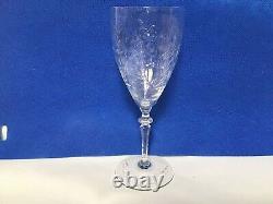 RR54 Vintage Old Circa Mid Century Cut Crystal Goblet Etched Wine Glass Set of 6