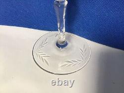 RR54 Vintage Old Circa Mid Century Cut Crystal Goblet Etched Wine Glass Set of 6