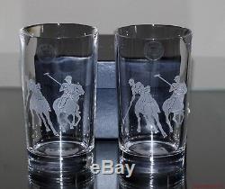 Ralph Lauren Home Hand-Cut Lead Crystal Polo Players Highball Glasses Set of 10