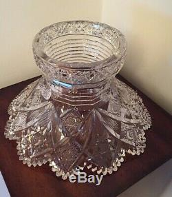 Rare 15 Hawkes & Co, Brilliant Cut Crystal Punchbowl with Stand, Holland Pattern