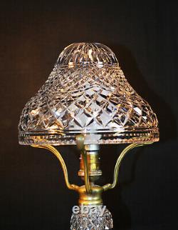 Rare 1940s art deco fine cut glass prismatic crystal toad stool-shape table lamp