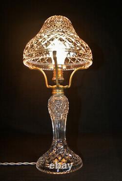 Rare 1940s art deco fine cut glass prismatic crystal toad stool-shape table lamp