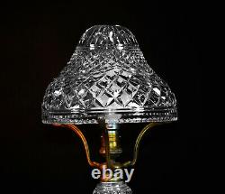 Rare 1940s art deco fine cut glass prismatic crystal toad stool-shape table lamp