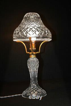 Rare 1940s art deco fine cut glass prismatic crystal toad stool-shape table lamp