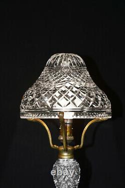 Rare 1940s art deco fine cut glass prismatic crystal toad stool-shape table lamp