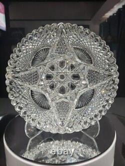 Rare 7 Plate, Antique American brilliant Period Cut glass Crystal J Hoare 932