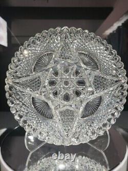 Rare 7 Plate, Antique American brilliant Period Cut glass Crystal J Hoare 932