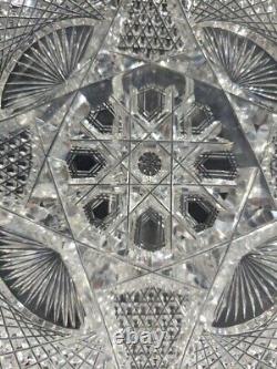 Rare 7 Plate, Antique American brilliant Period Cut glass Crystal J Hoare 932