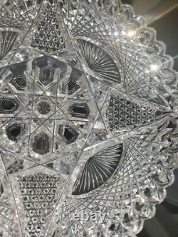 Rare 7 Plate, Antique American brilliant Period Cut glass Crystal J Hoare 932